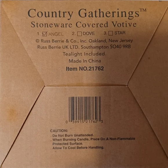 Russ Berrie & Co Country Gatherings Stoneware Covered Votive Angel - Picture 6 of 7